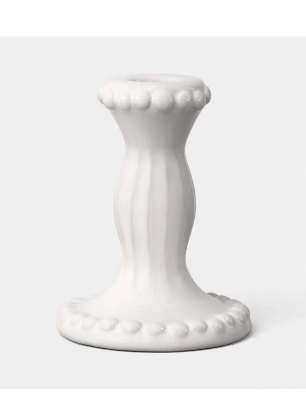 Beaded Ceramic Taper Candle Holder Ivory Short- Threshold